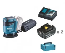 Makita DBO180RTJ Excenterslip 18V 125mm, komplett