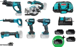 Makita DLX6141T Combokit 6 st maskiner i väska +1st extra 5,0Ah-batteri-på-köpet! Värde 995:-
