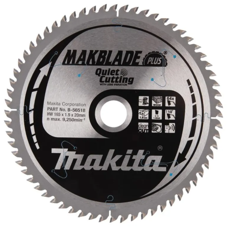 Sågklinga Trä 165x20x1,9 64T Makblade Plus